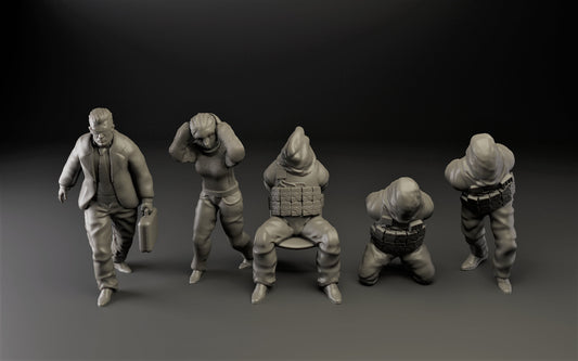 5pc Hostages Scenario - 28mm Scale Resin Military Miniature | Zona Alfa | Spectre Ops Mini