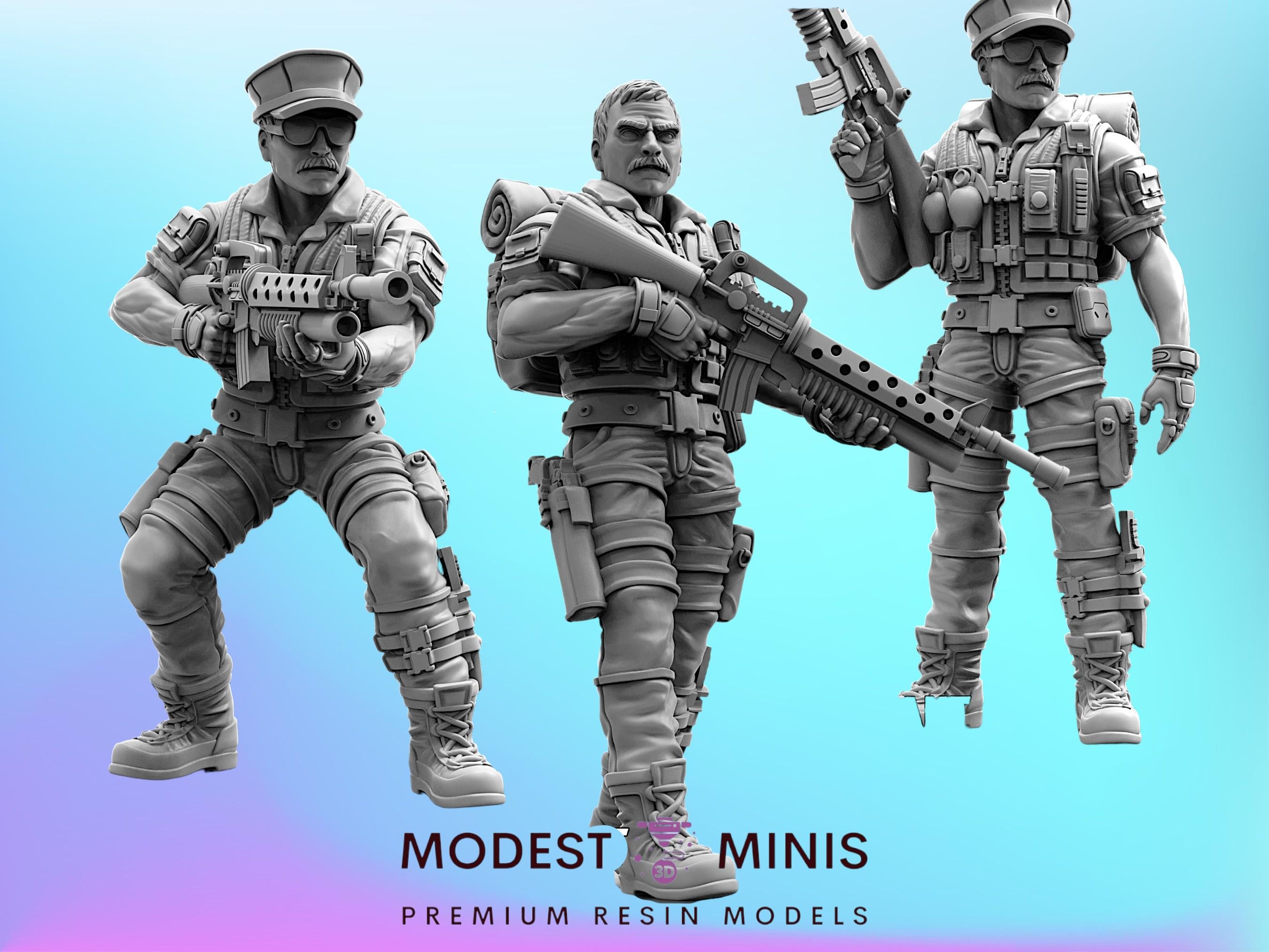 Gunnery Sergeant Leatherneck 1-3 - 32mm Scale Cyberpunk Miniature ...