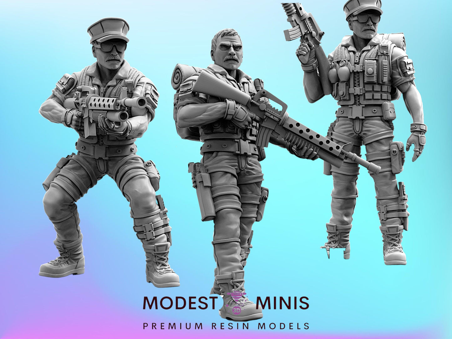 Gunnery Sergeant Leatherneck 1-3 - 32mm Scale Cyberpunk Miniature  | Papsikels