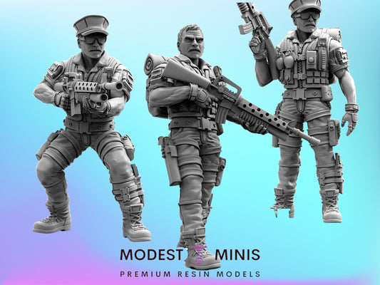 Gunnery Sergeant Leatherneck 1-3 - 32mm Scale Cyberpunk Miniature  | Papsikels