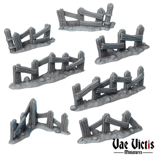 7pc Fence Scatter Terrain | 28mm - 54mm Scale | Survivor Terrain | Fantasy Scatter | Sci Fi Terrain | Vae Victis