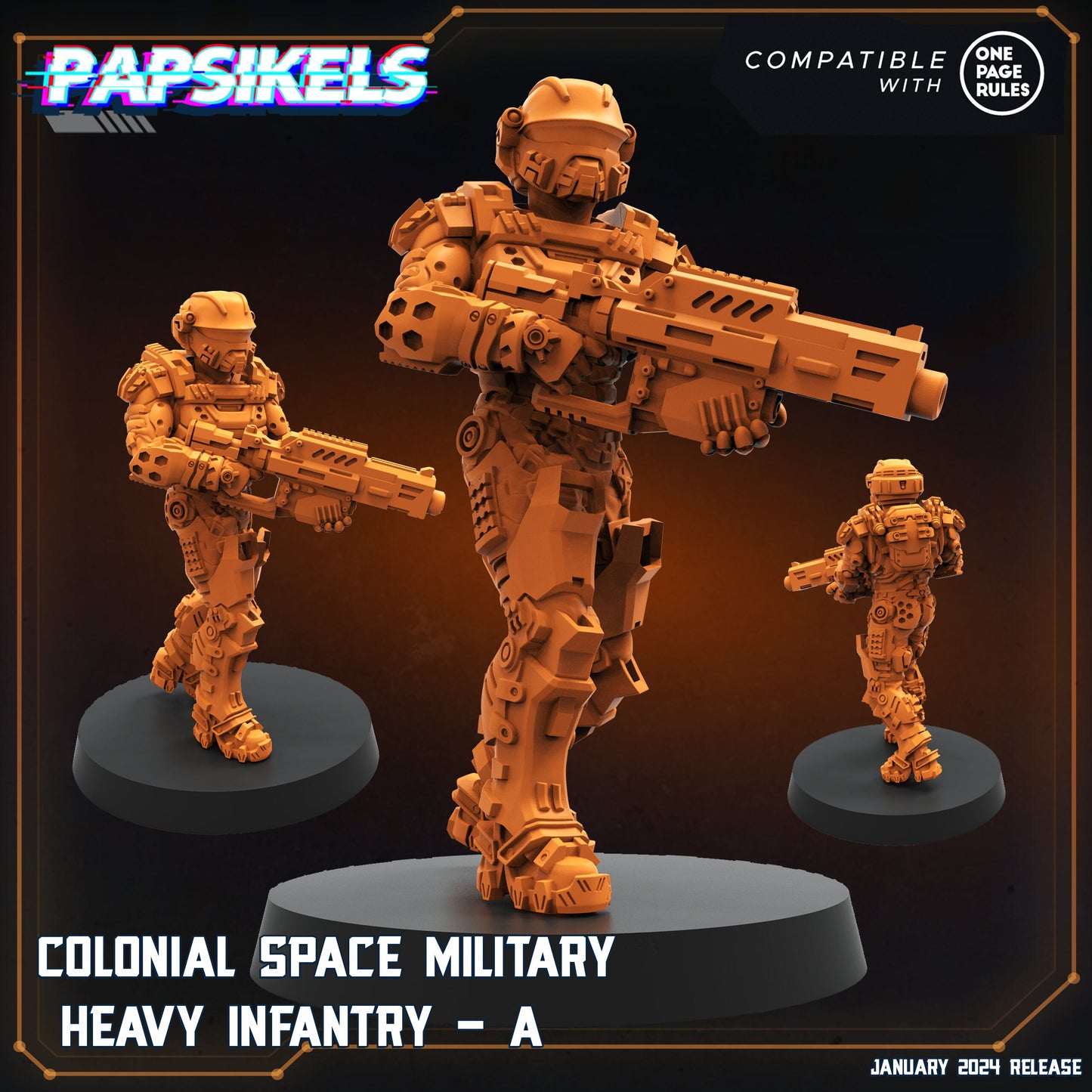 Space Military Heavy Infantry - 32mm Scale Miniature | RPG | Sci fi | Cyberpunk | Role Playing | Papsikel