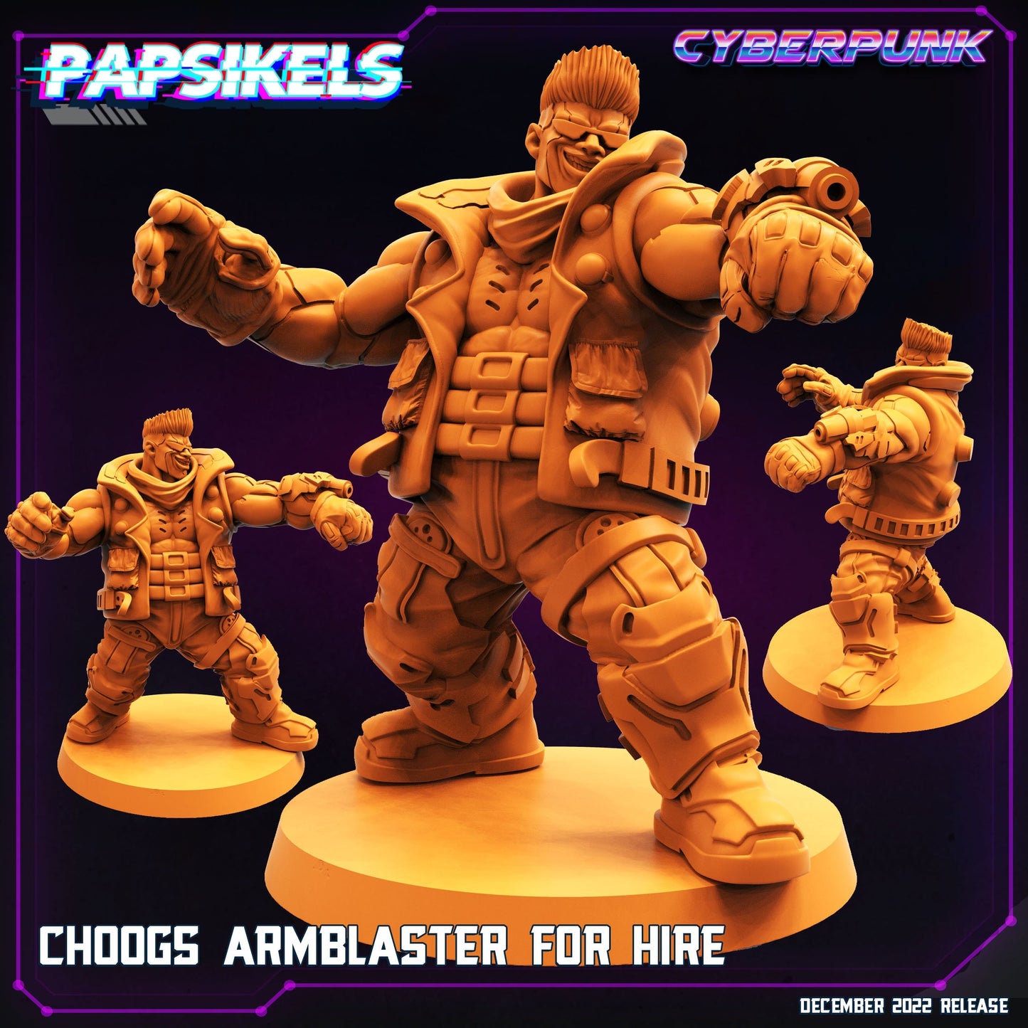 Choogs Armblaster for Hire - 32mm Scale Cyberpunk  Mini  | Batang City | Papsikels