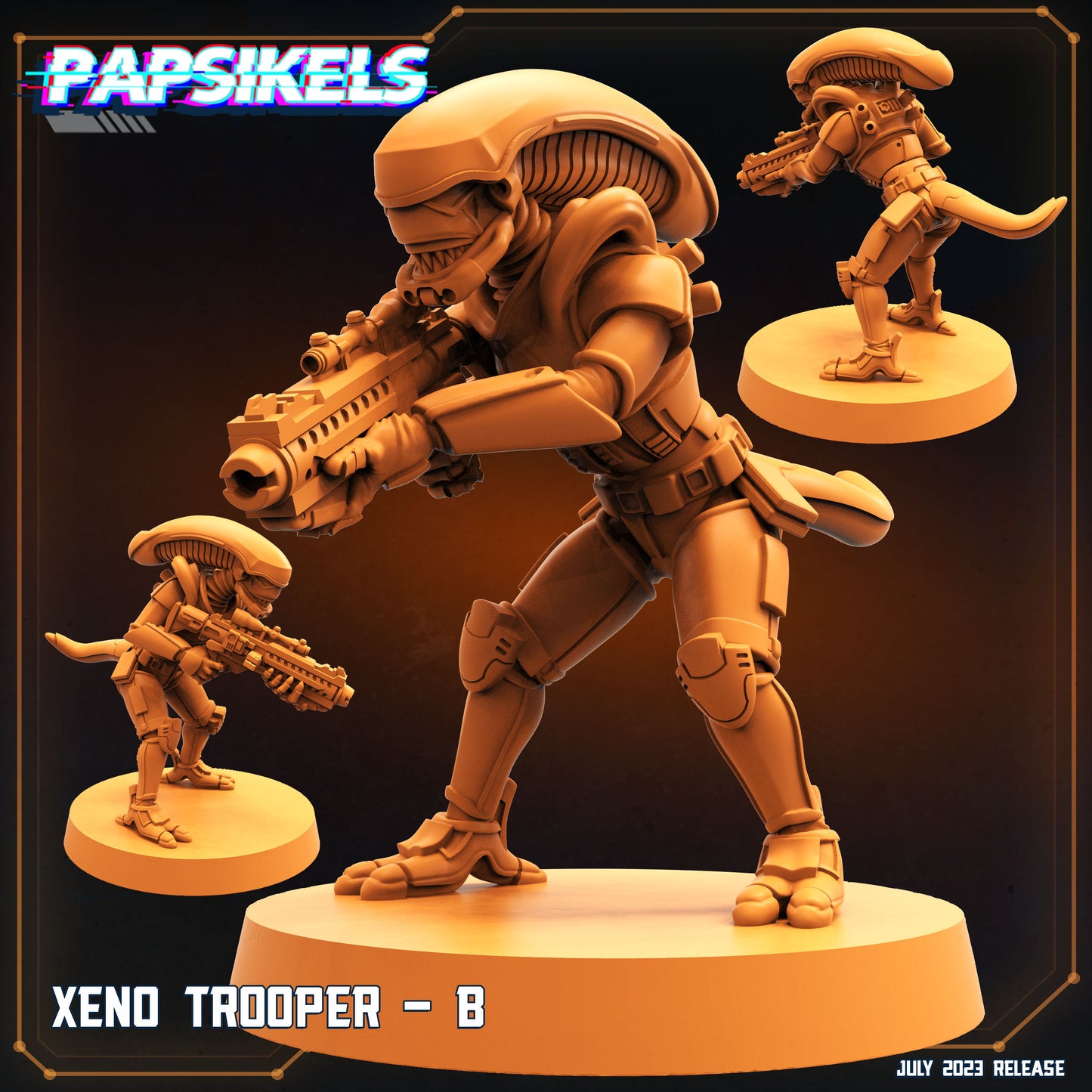 5pc Xeno Trooper Set - 32mm Scale Alien Miniature | RPG | Sci fi | Cyberpunk | Role Playing | DnD | Papsikel Xenowars