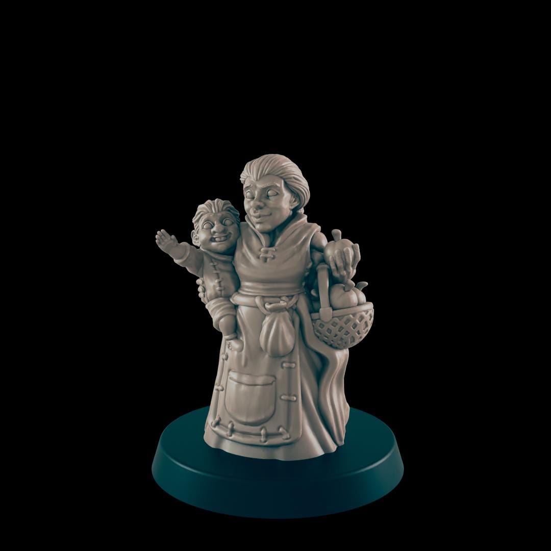 Dwarven Commoners and Nobles  | 25mm - 100mm Scale | DnD | EC3D Fantasy Mini | Everyday Folk