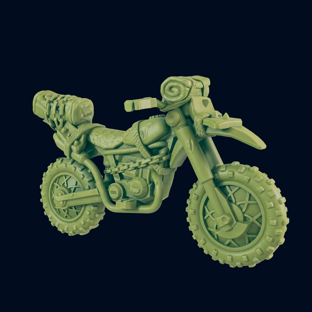 Dirt Bike Motorcycle | 28mm - 54mm Scale | Survivor Terrain | Fantasy Scatter | Sci Fi Terrain | Superhero