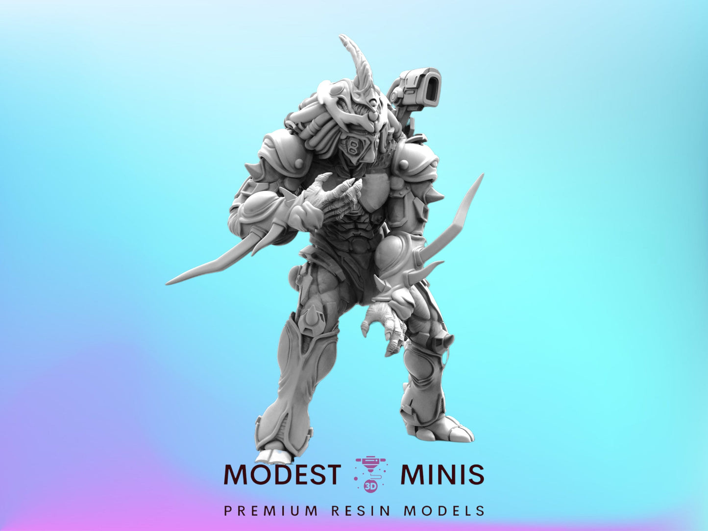 Bio Boosted Techno Apex Skull Hunter C - 32mm Scale Alien Miniature | RPG | Sci fi | Cyberpunk | Role Playing | DnD | Papsikel