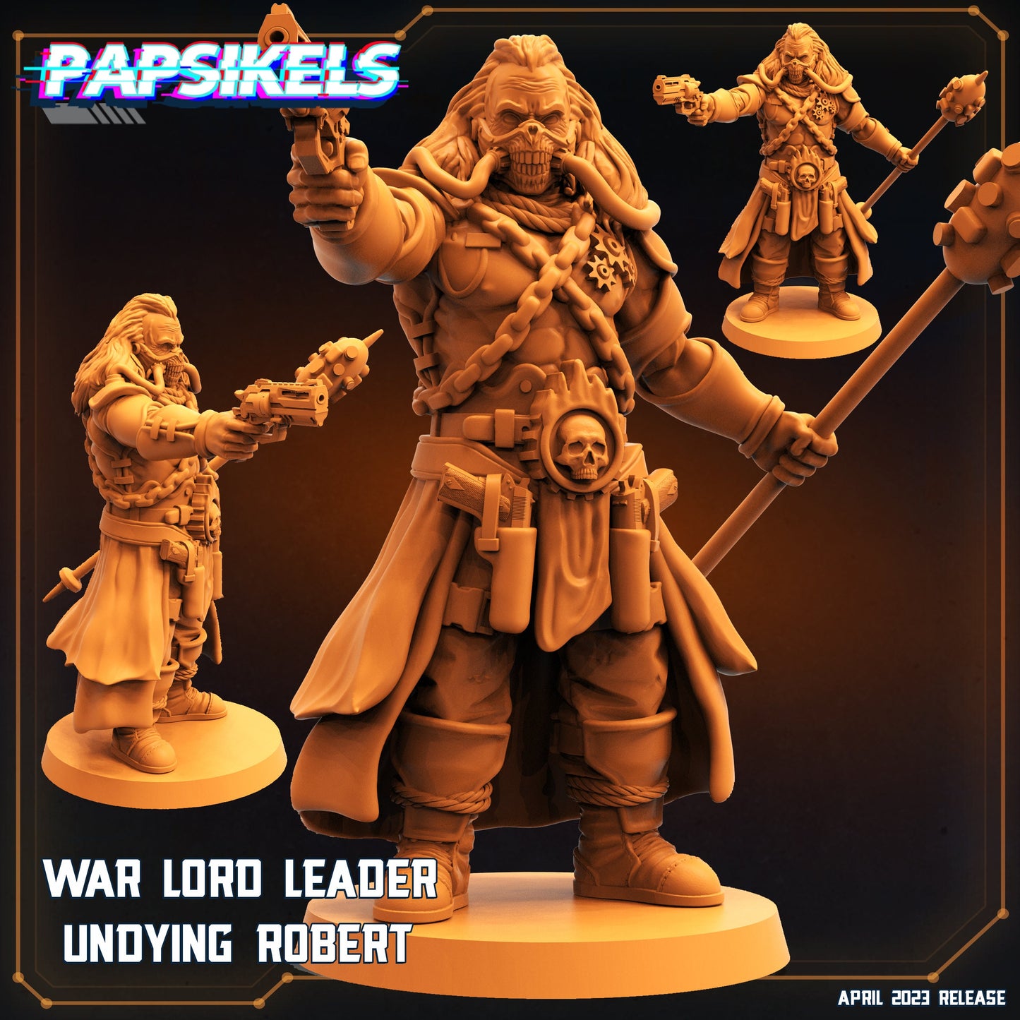 War Lord Leader Undying Robert - Resin Miniature | RPG | Sci fi | Cyberpunk | Role Playing | DnD | Papsikel Wardudes