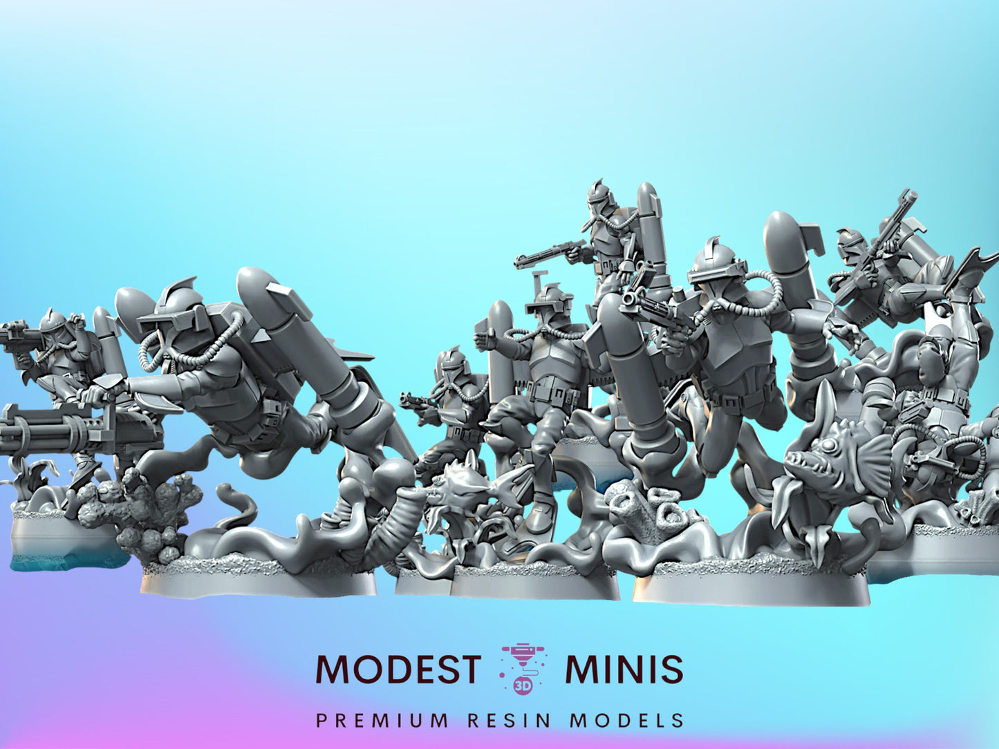 8pc Aquastrike Troopers - 28mm - 40mm Scale | Star Wars Legion Mini | War Bear