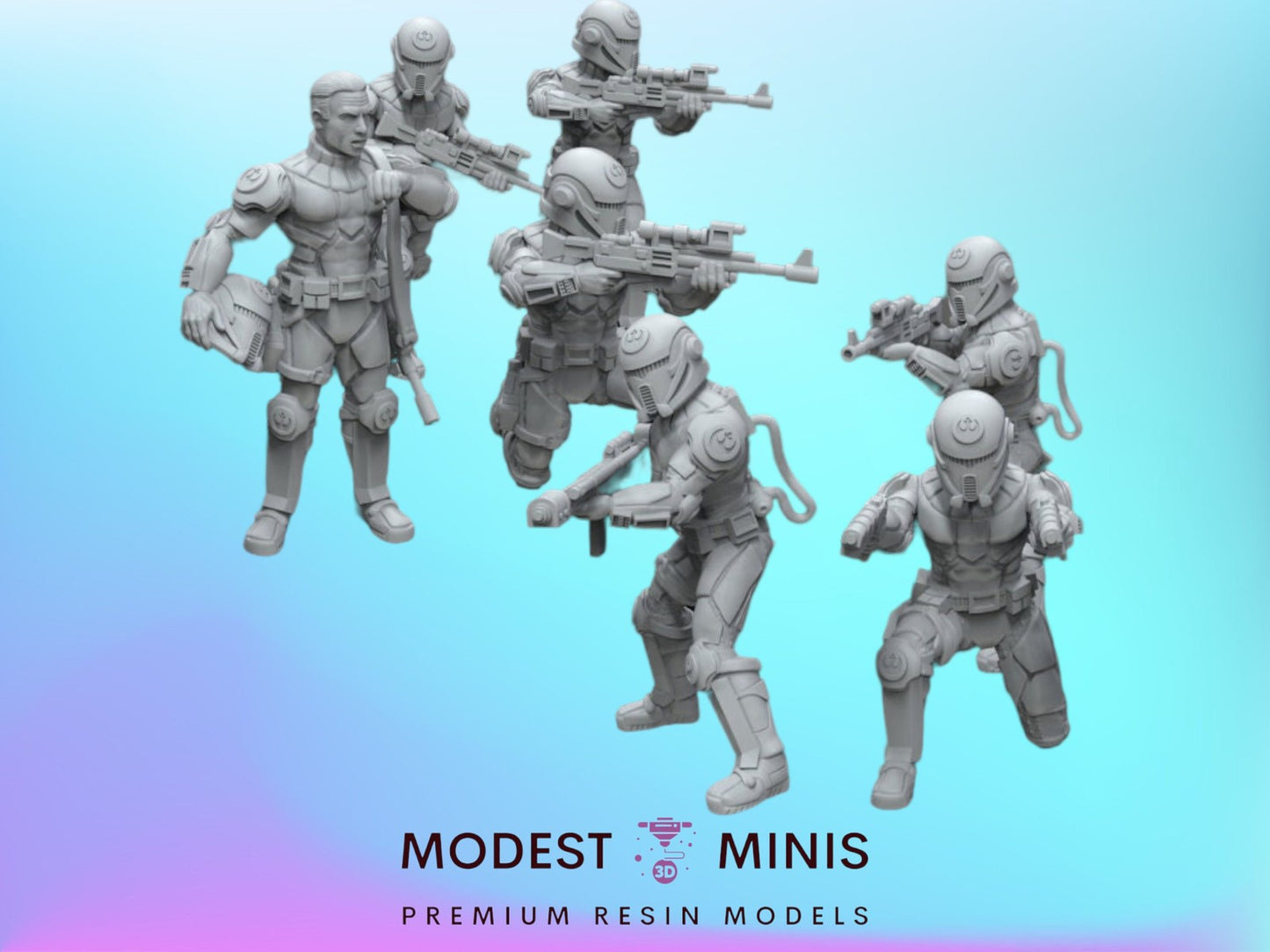 7pc Insurgent Marines Set - 28mm - 40mm Scale | DnD | Star Wars Legion Mini