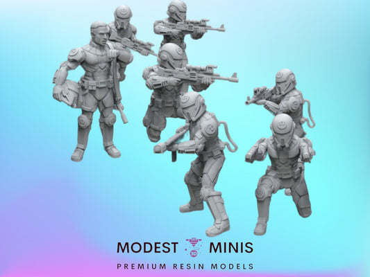 7pc Insurgent Marines Set - 28mm - 40mm Scale | DnD | Star Wars Legion Mini