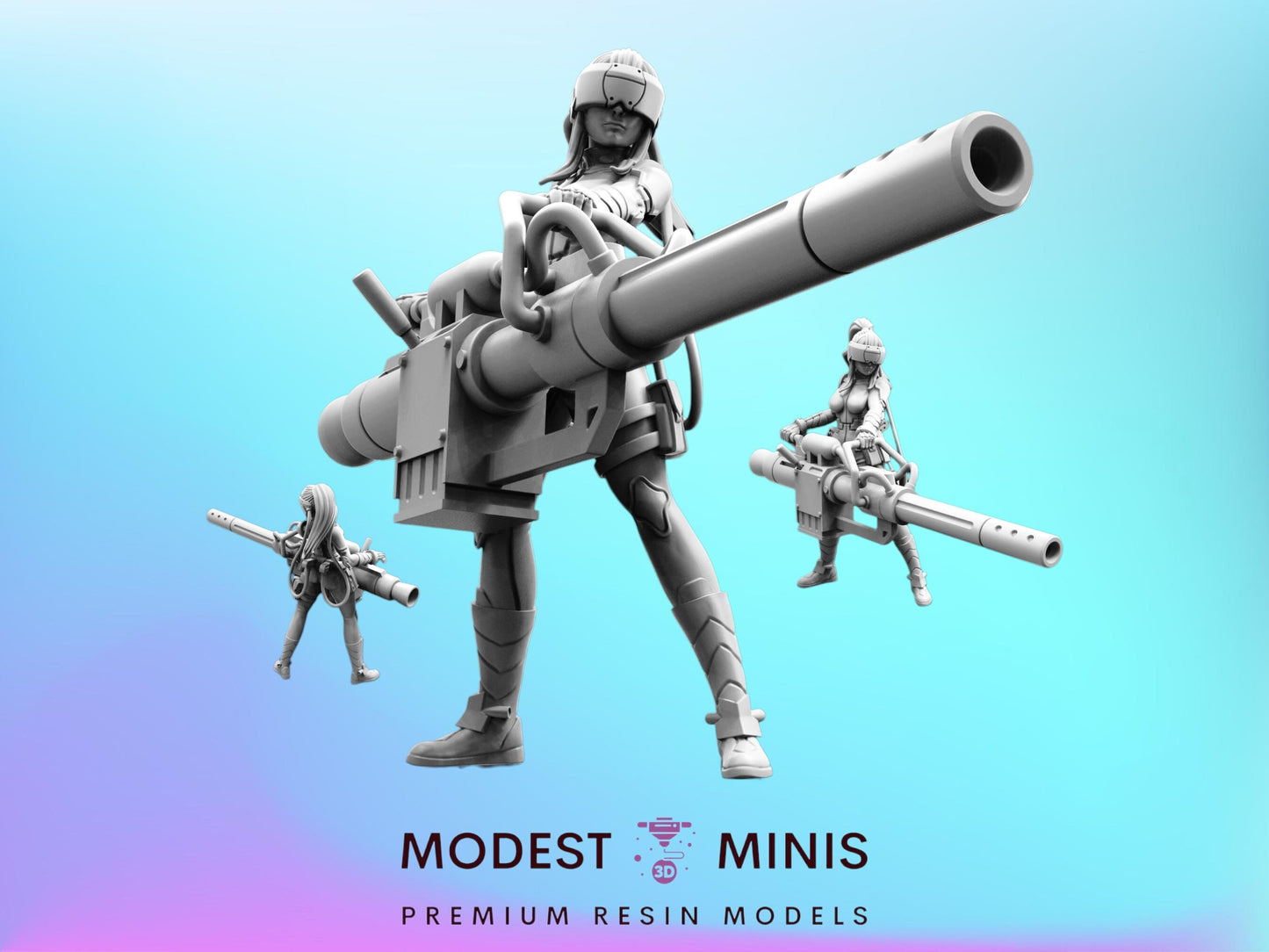 Anti Monster Defense Force Captain 2 - 28mm 32mm 40mm Scale Cyberpunk Miniature  | Papsikels