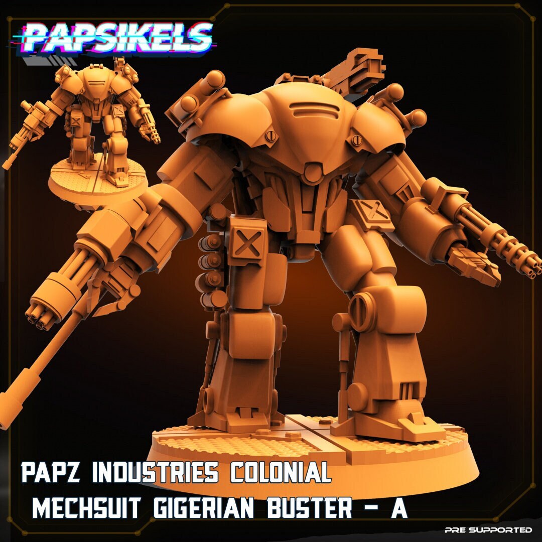 80mm Mechsuit Gigerian Buster A - 32mm Scale Alien Miniature | RPG | Sci fi | Cyberpunk | Role Playing | DnD | Papsikel
