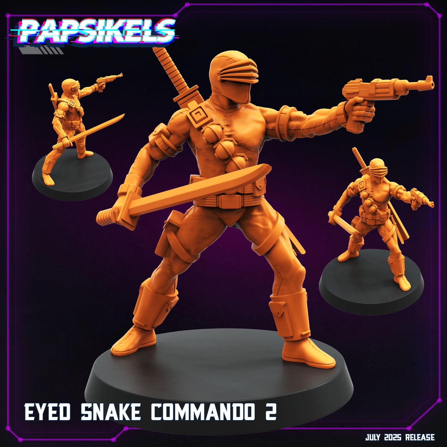 Eyed Snake Commando - 28mm 32mm 40mm Scale Cyberpunk Miniature  | Papsikels