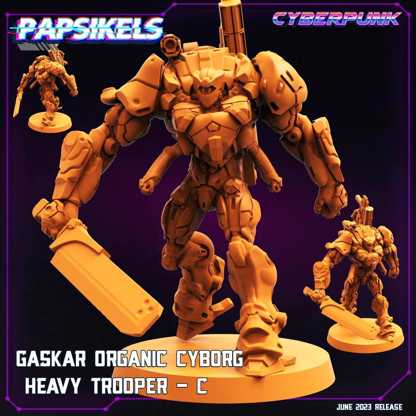 4pc Organic Cyborg Heavy Troopers - Resin Cyberpunk Miniature  | Papsikels