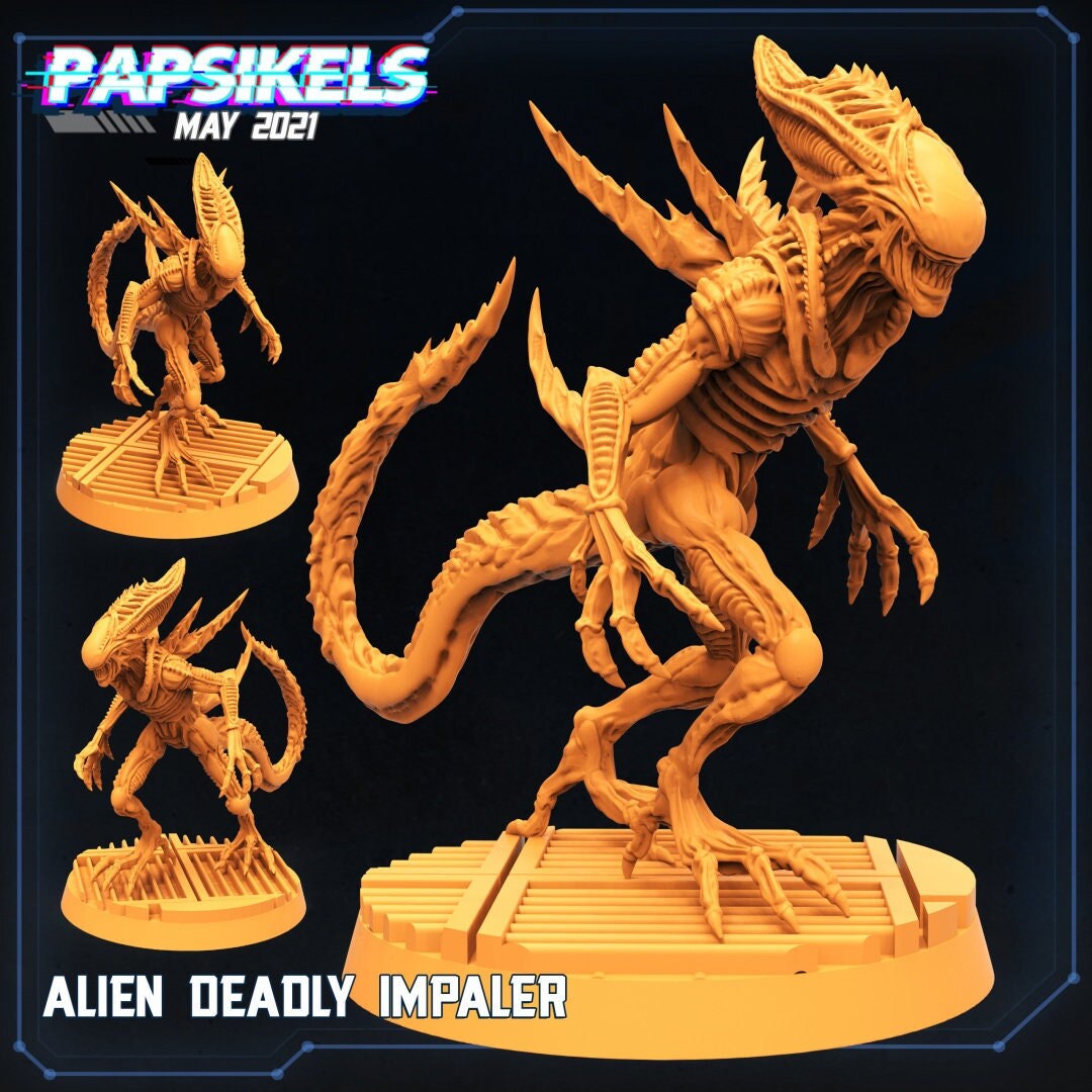 Alien Deadly Impaler - 32mm Scale Alien Miniature | RPG | Sci fi | Cyberpunk | Role Playing | DnD | Papsikel