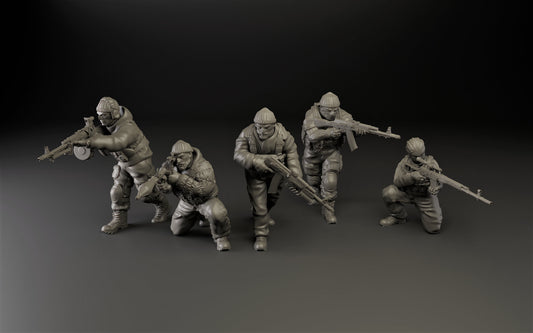 5pc Eastern Europe Militia - 28mm Scale Resin Military Miniature | Zona Alfa | Spectre Ops Mini