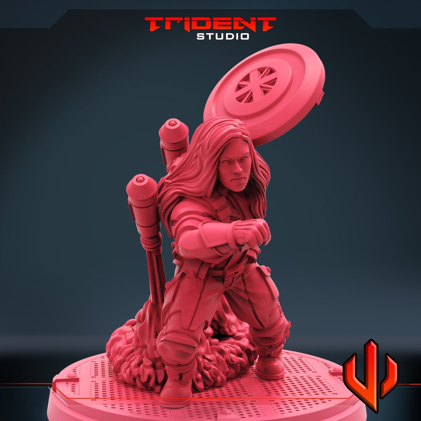 Captain Excalibur D - 40mm  Miniature | Crisis Protocol Proxy | Trident