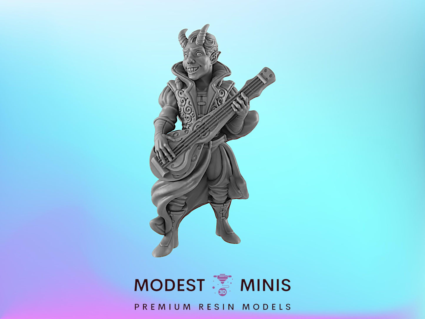 Demonkin Bard Male  | 25mm - 100mm Scale | DnD | EC3D Fantasy Mini | Everyday Heroes