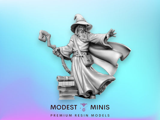 Amlund Grey Wizard - 32mm Scale DnD Miniature | Dungeons and Dragons | JRPG Mini - RN Estudio