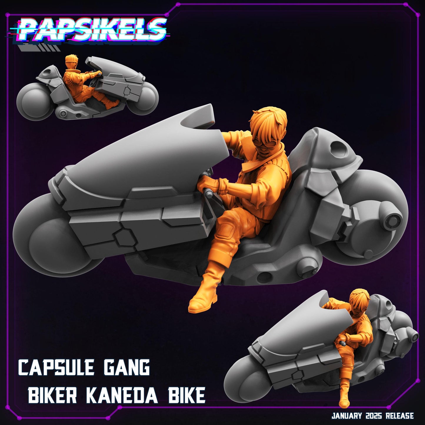 Capsule Gang Bikers - 28mm 32mm 40mm Scale Cyberpunk Miniature  |  Blade Runner | | Papsikels
