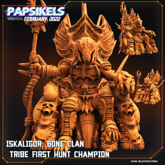 Iskaligor Tribe Champion - 32mm Scale Alien Miniature | RPG | Sci fi | Cyberpunk | Role Playing | DnD | Papsikel