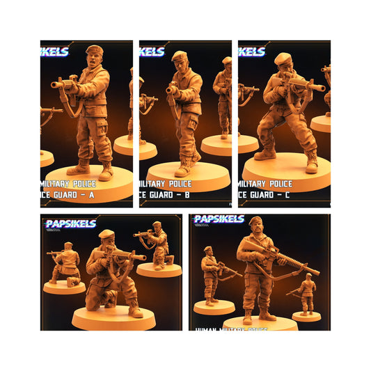 5pc Military Police Entrance Guard - Resin 3D Print Miniature | RPG | Sci fi | Cyberpunk | Role Playing | DnD | Papsikel Star Entrance