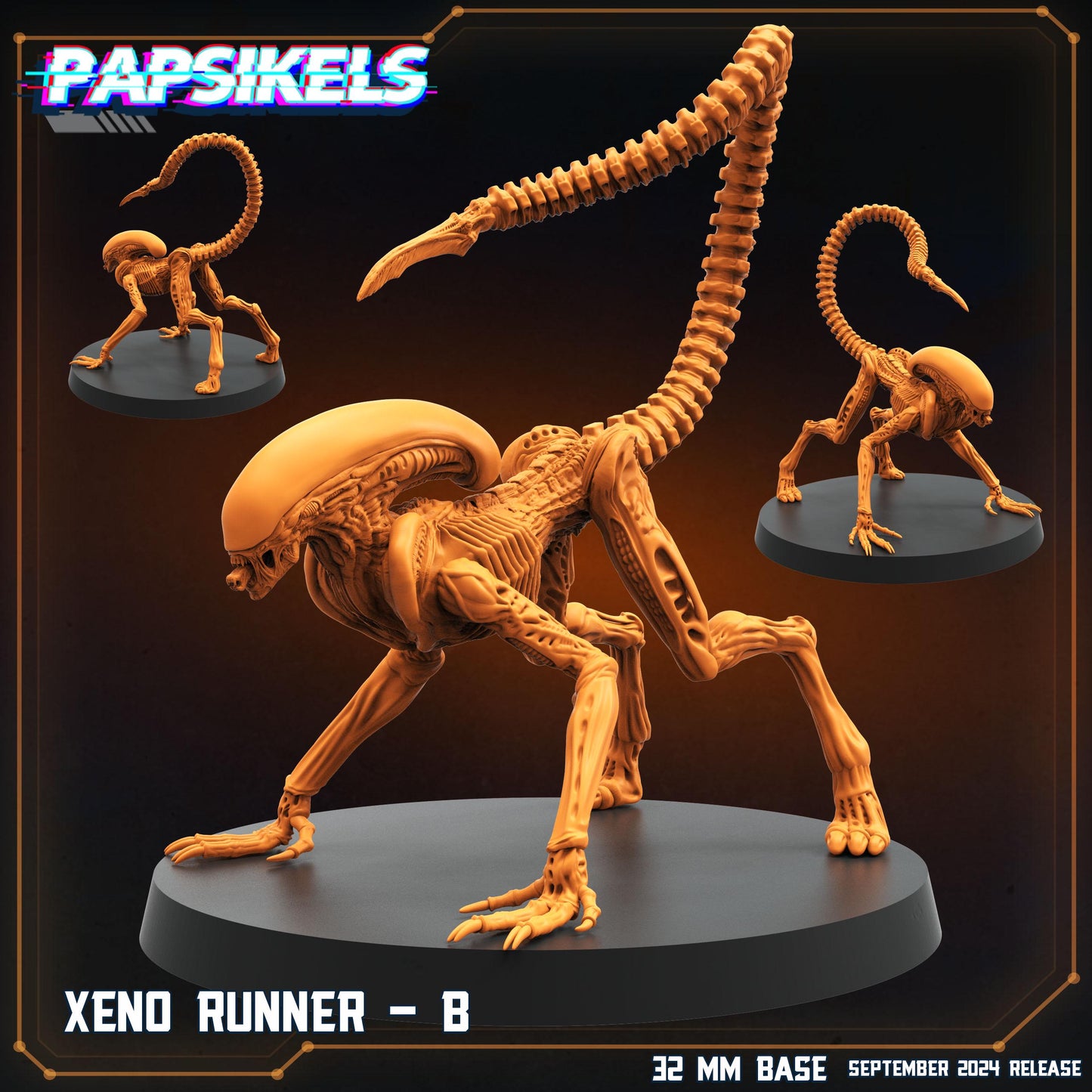Xeno Runner A-E - 32mm Scale Alien Miniature | RPG | Sci fi | Cyberpunk | Role Playing | DnD | Papsikel