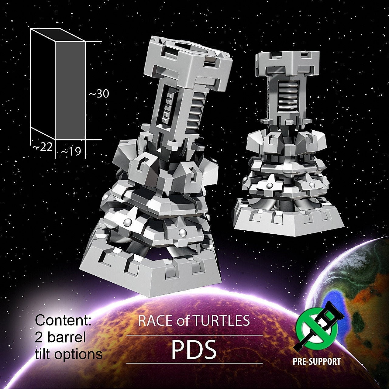 2pc Turtle PDS Cannons - Twilight Imperium | Fleetscale | Starfinder | Billion Suns | Starmada | Firefly | Terra Conflict