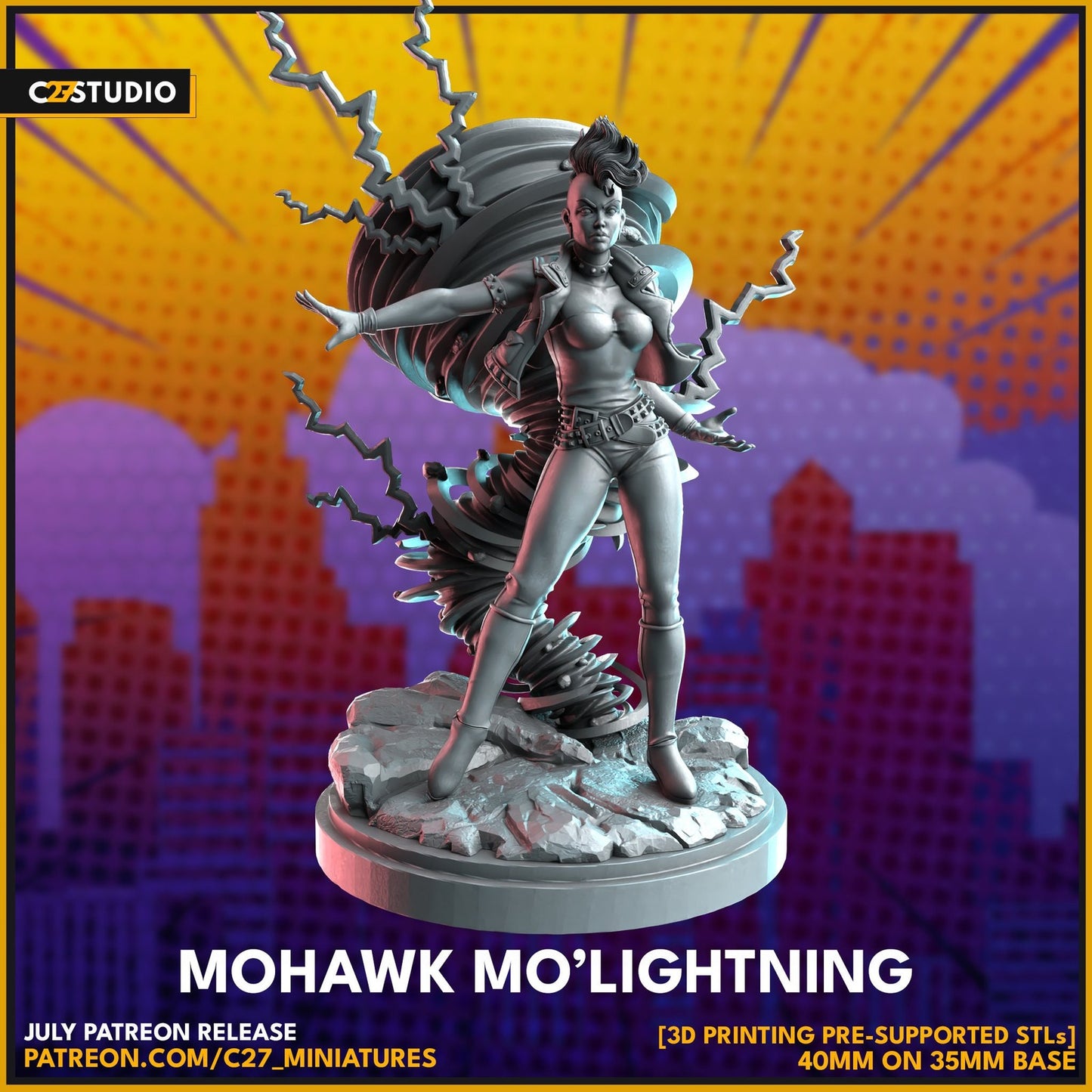 Mohawk Mo'Lightning - 32mm - 40mm Mini | Crisis Protocol Proxy | C27