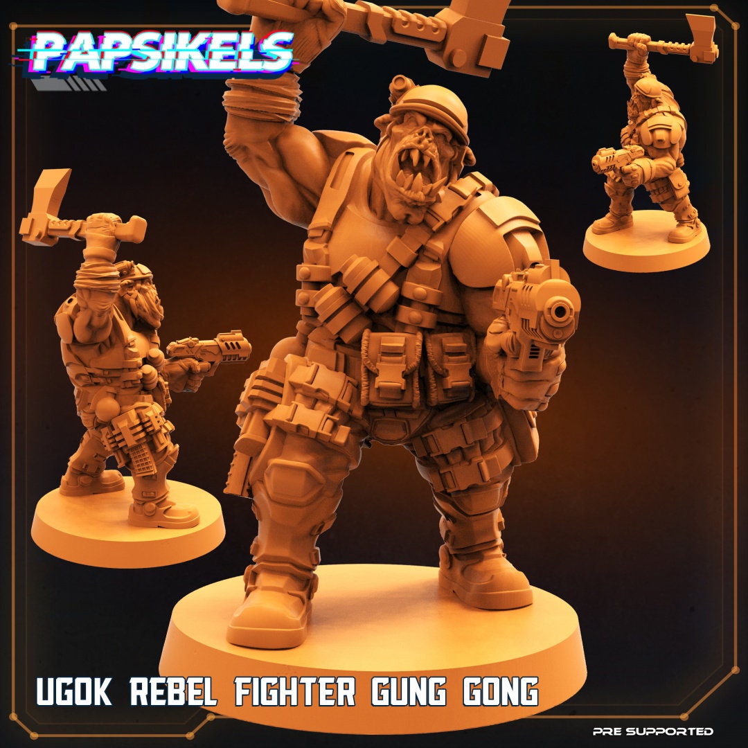 8pc Ugok Rebel Fighters Set - 32mm Scale Alien Miniature | RPG | Sci fi | Batang City | Role Playing | DnD | Papsikel