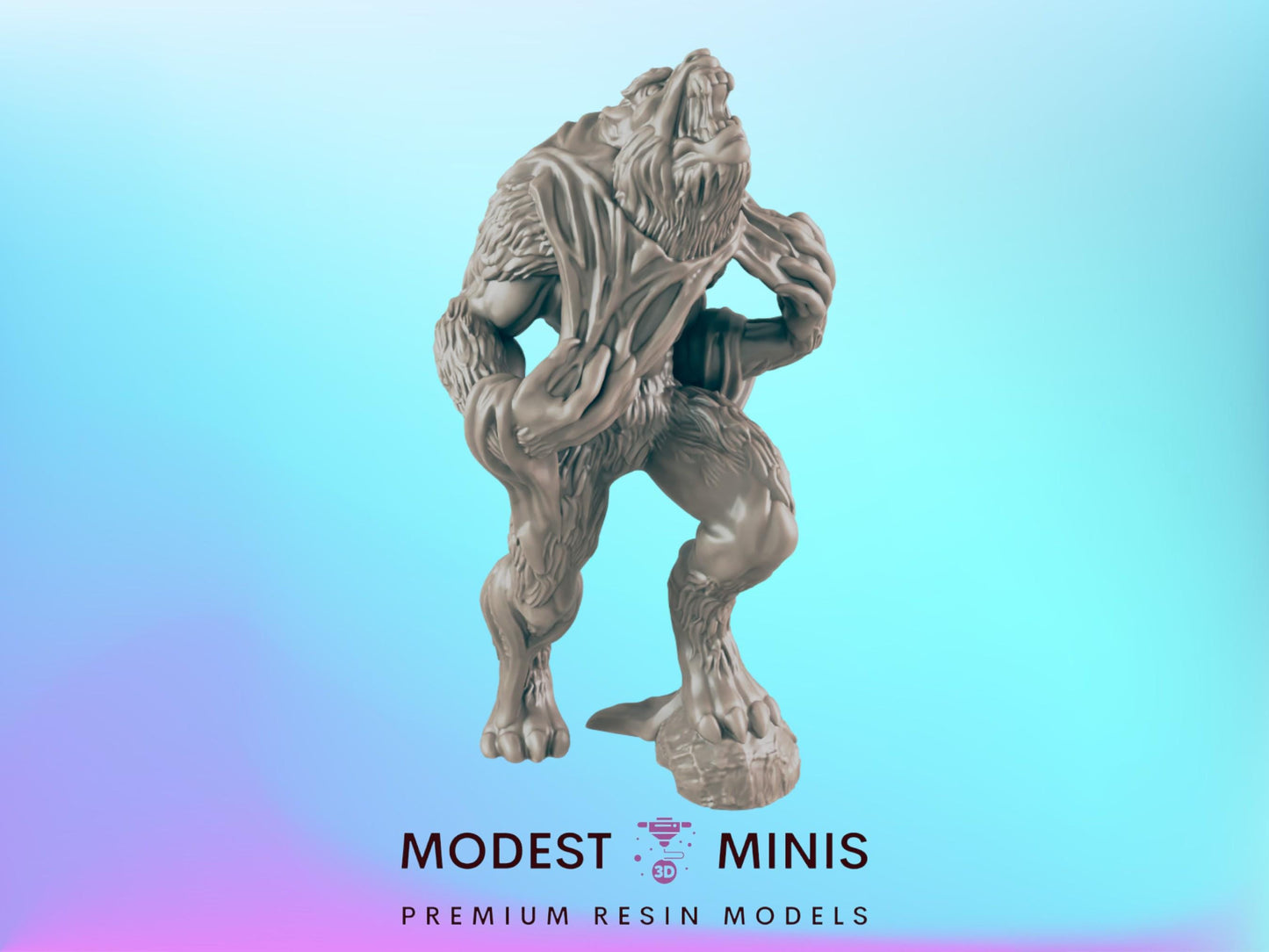 Werewolf  | 25mm - 100mm Scale | DnD | EC3D Fantasy Mini | Beasts and Baddies