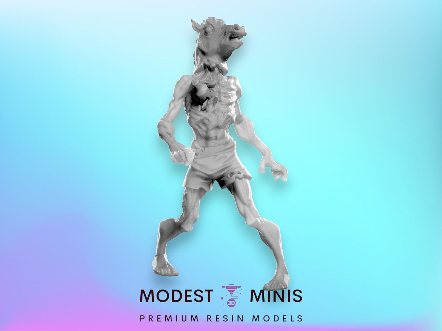 Horsehead Zombie | 28mm - 100mm Scale Resin Mini | Zombicide | Vaultz