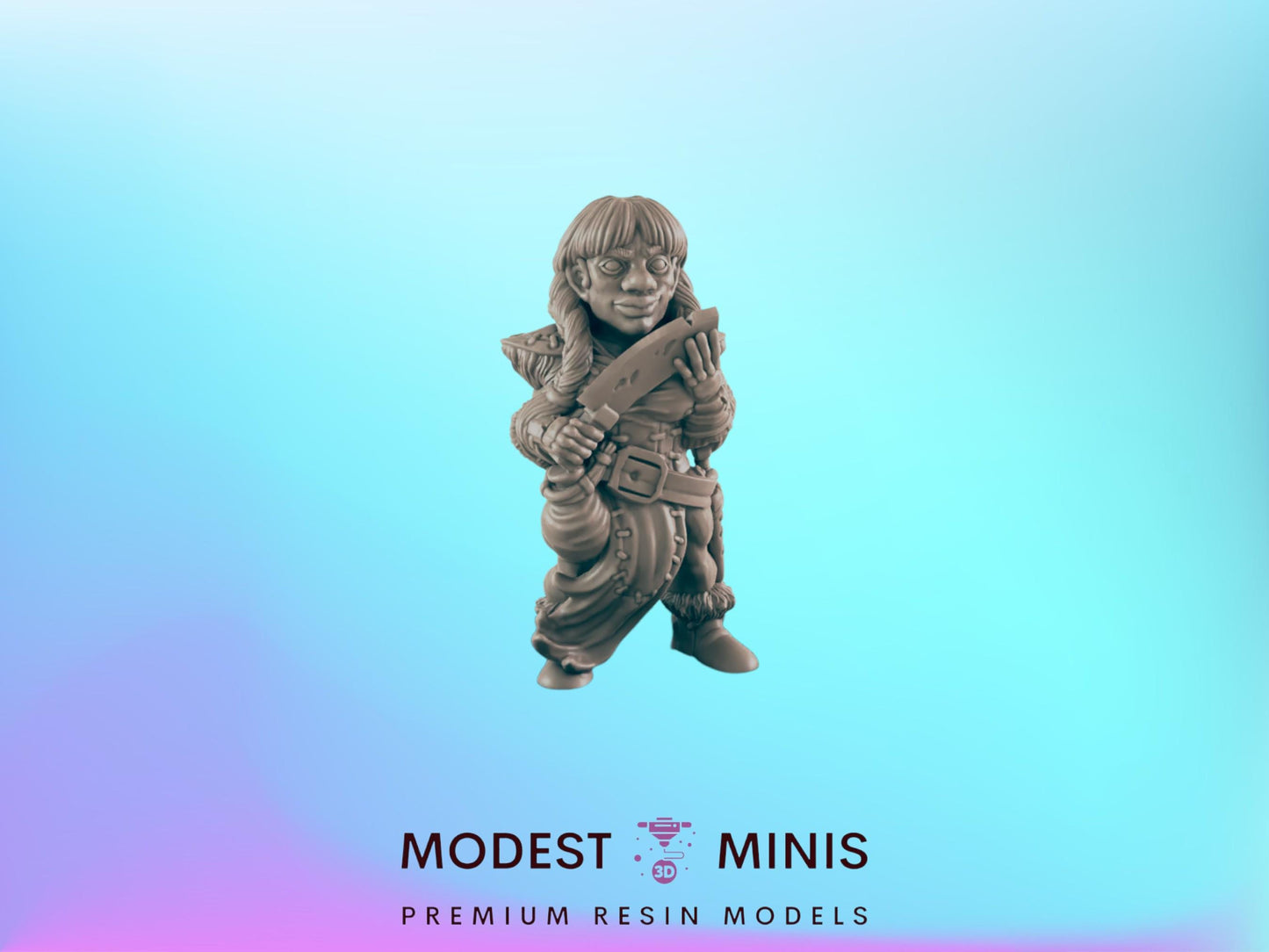 Dwarf Female Cutter  - 25mm 28mm 32mm 40mm Scale  | RPG | Role Playing | EC3D Fantasy | Beasts and Baddies