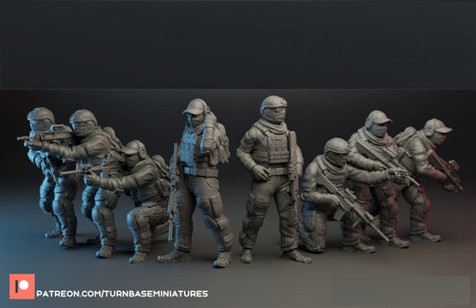 8pc Australian Special Forces Set - 28mm Scale Resin Military Miniature | Zona Alfa | Spectre Ops Mini
