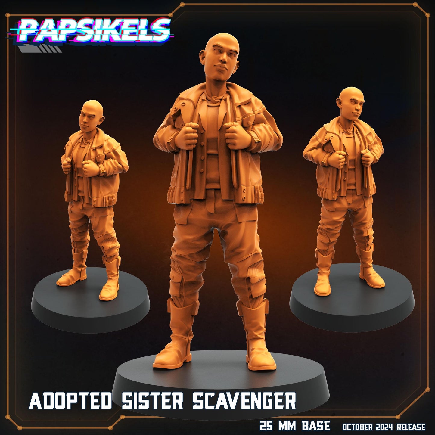 Young Scavengers - 32mm Scale Alien Miniature | RPG | Sci fi | Cyberpunk | Role Playing | DnD | Papsikel