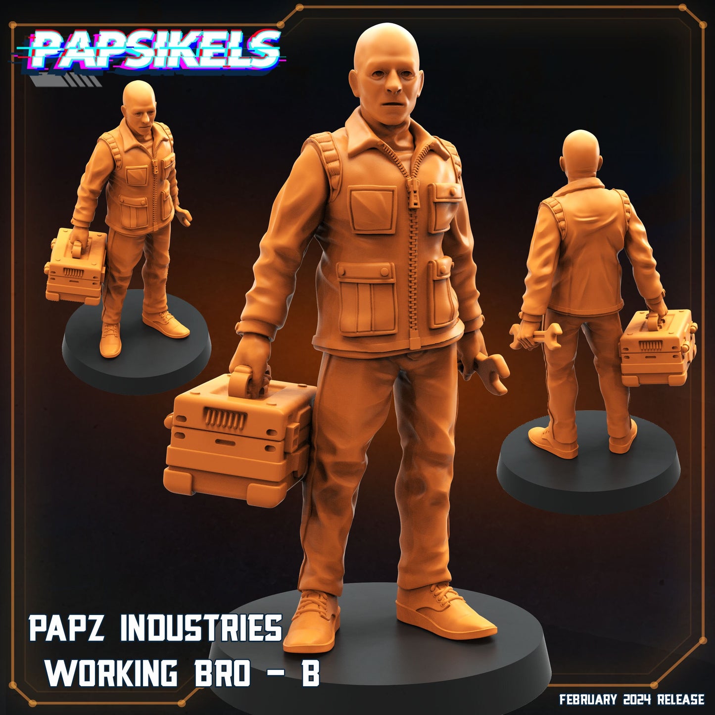 Working Bros Set - 32mm Scale Miniature | RPG | Sci fi | Cyberpunk | Role Playing | Papsikel