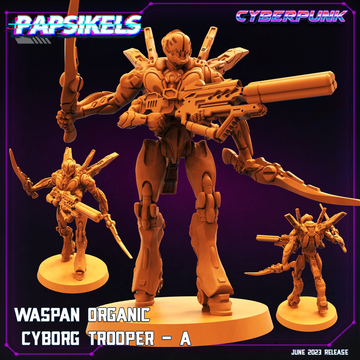5pc Waspan Organic Cyborg Troopers - Resin Cyberpunk Miniature  | Papsikels