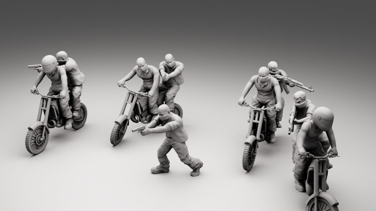 Biker Gang Set - 28mm Scale Resin Military Miniature | Zona Alfa | Spectre Ops Mini