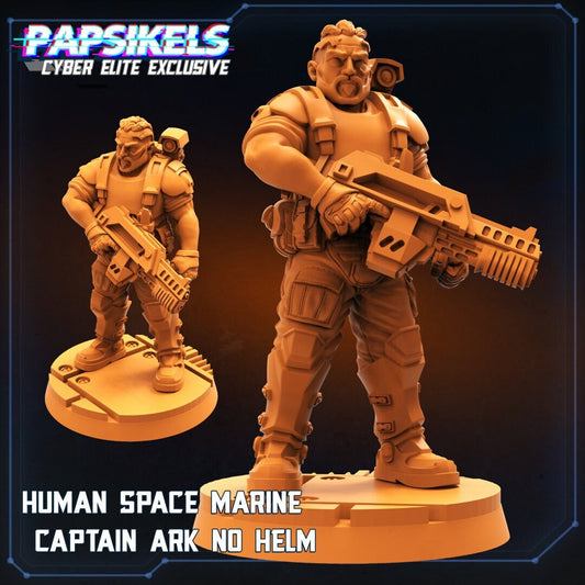 Space Marine Captain ARK - 32mm Scale Alien Miniature | RPG | Sci fi | Cyberpunk | Role Playing | DnD | Papsikel