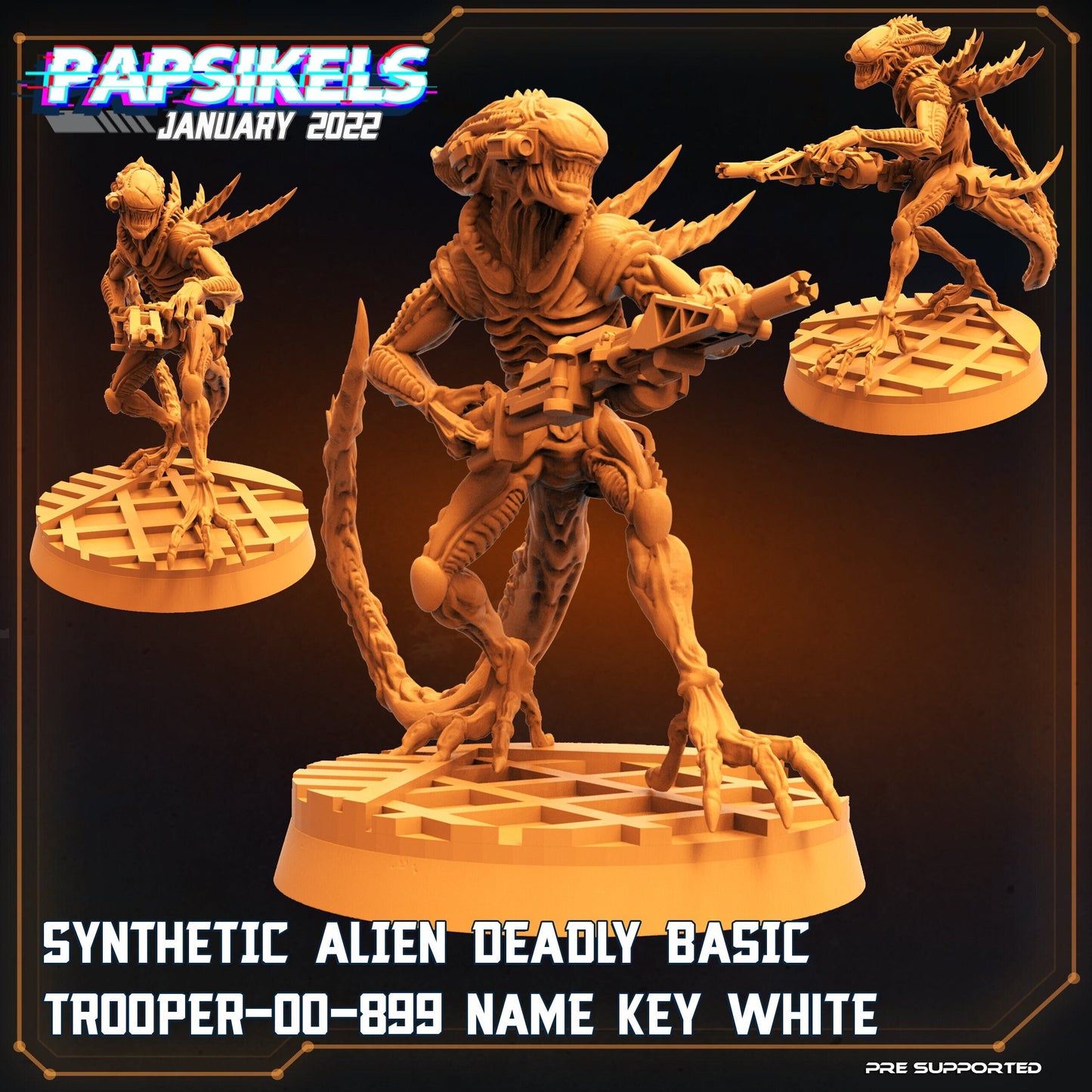 Fran 9 Xeno Troop White - 32mm Scale Alien Miniature | RPG | Sci fi | Cyberpunk | Role Playing | DnD | Papsikel