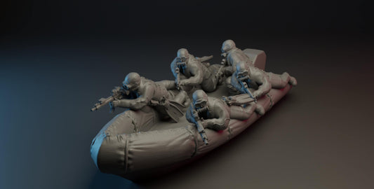 5pc Navy Seal CRRC - 28mm Scale Resin Military Miniature | Zona Alfa | Spectre Ops Mini