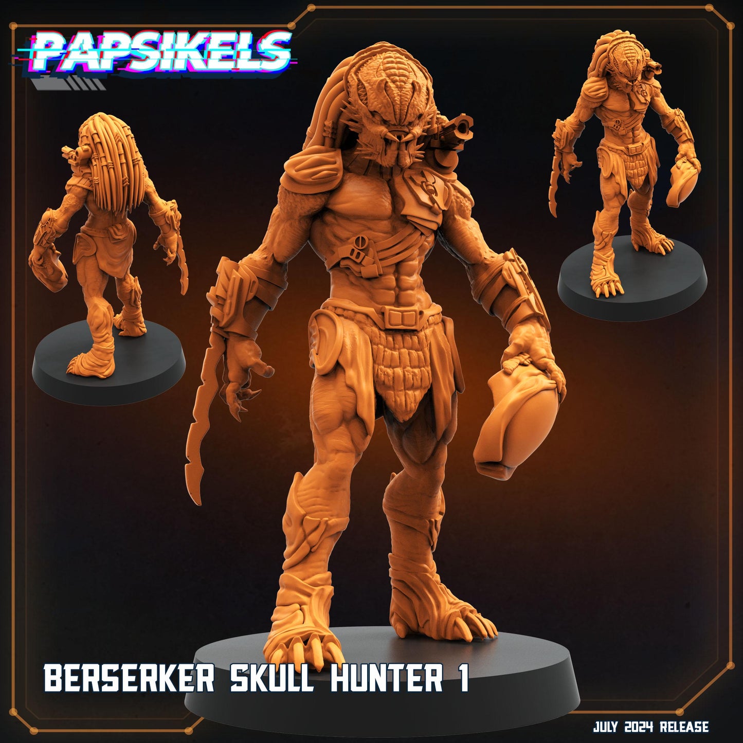 Berserker Skull Hunter 1-3 - Resin 3D Print Alien Miniature | RPG | Sci fi | Cyberpunk | Role Playing | DnD | Papsikel