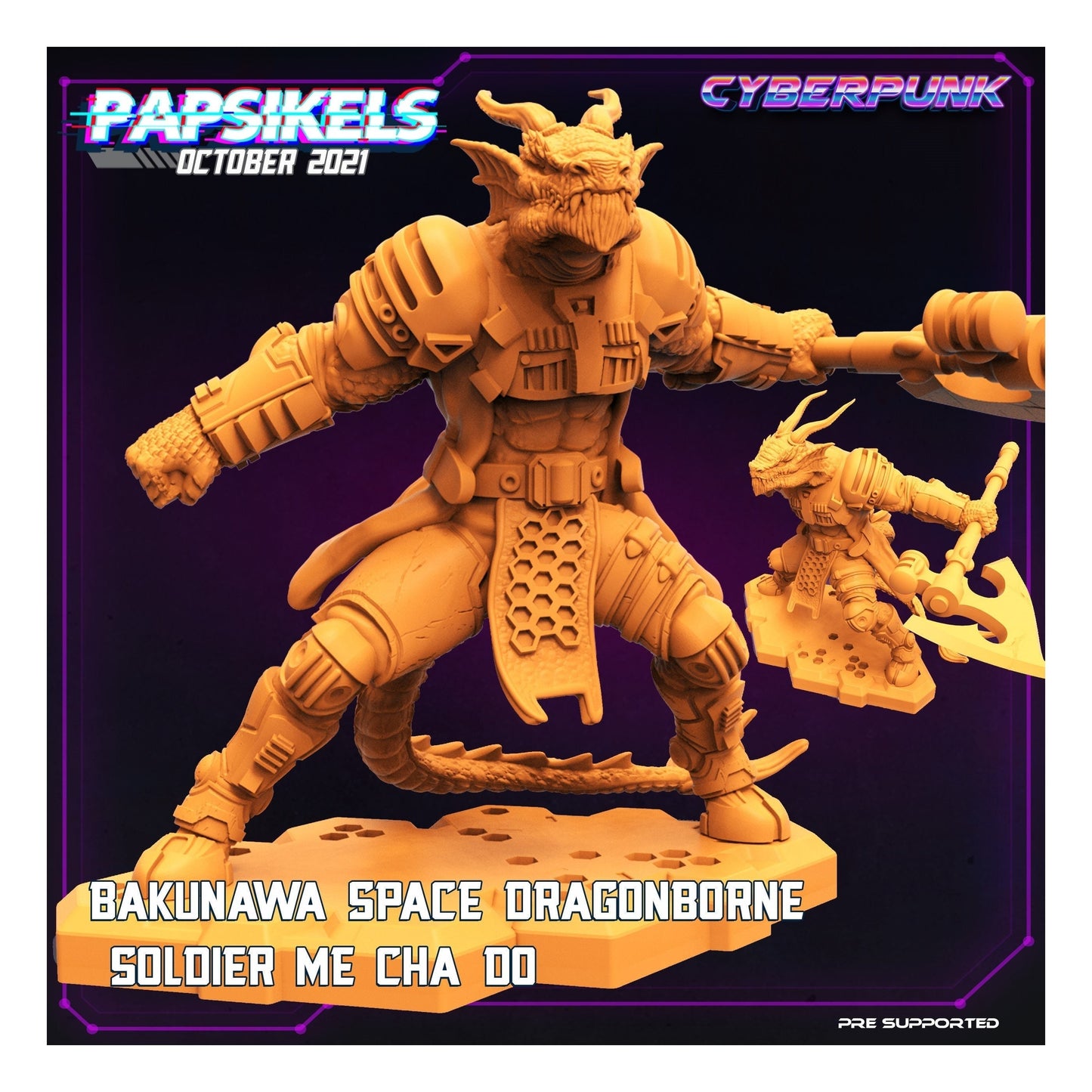 Bakunawa Dragonborn Me Cha Do - 32mm Scale Cyberpunk Miniature  | Alien | Papsikels