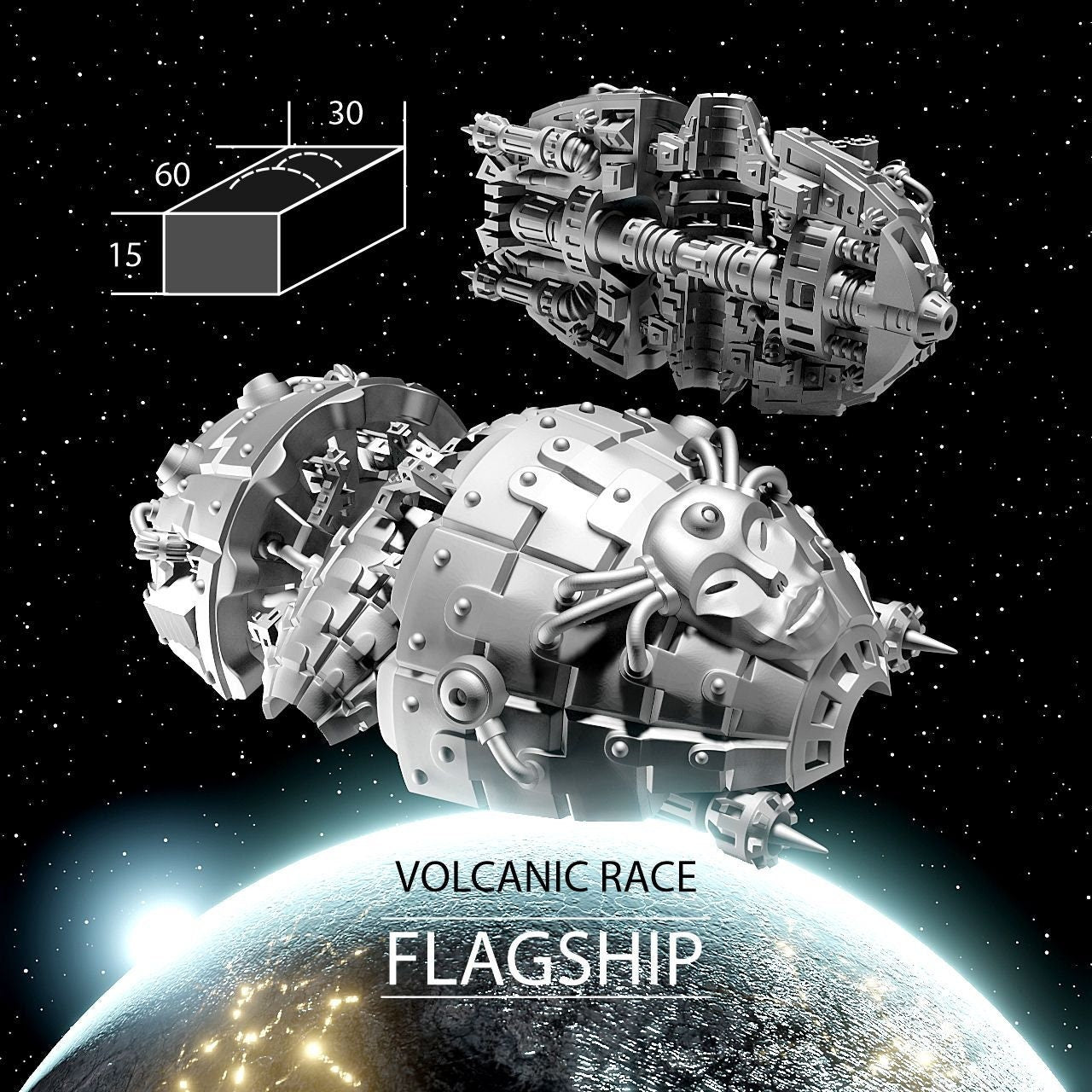 Volcanic Flagship - Twilight Imperium | Fleetscale | Starfinder | Billion Suns | Starmada | Firefly | Terra Conflict