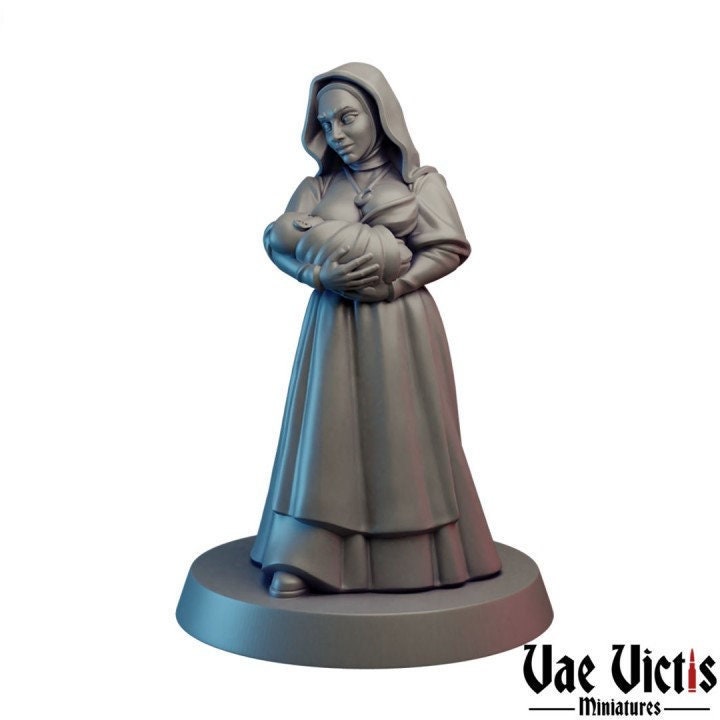 Nursing Mother Villager | 28mm - 75mm Scale | DnD Frostgrave Mini | Vae Victis Fantasy
