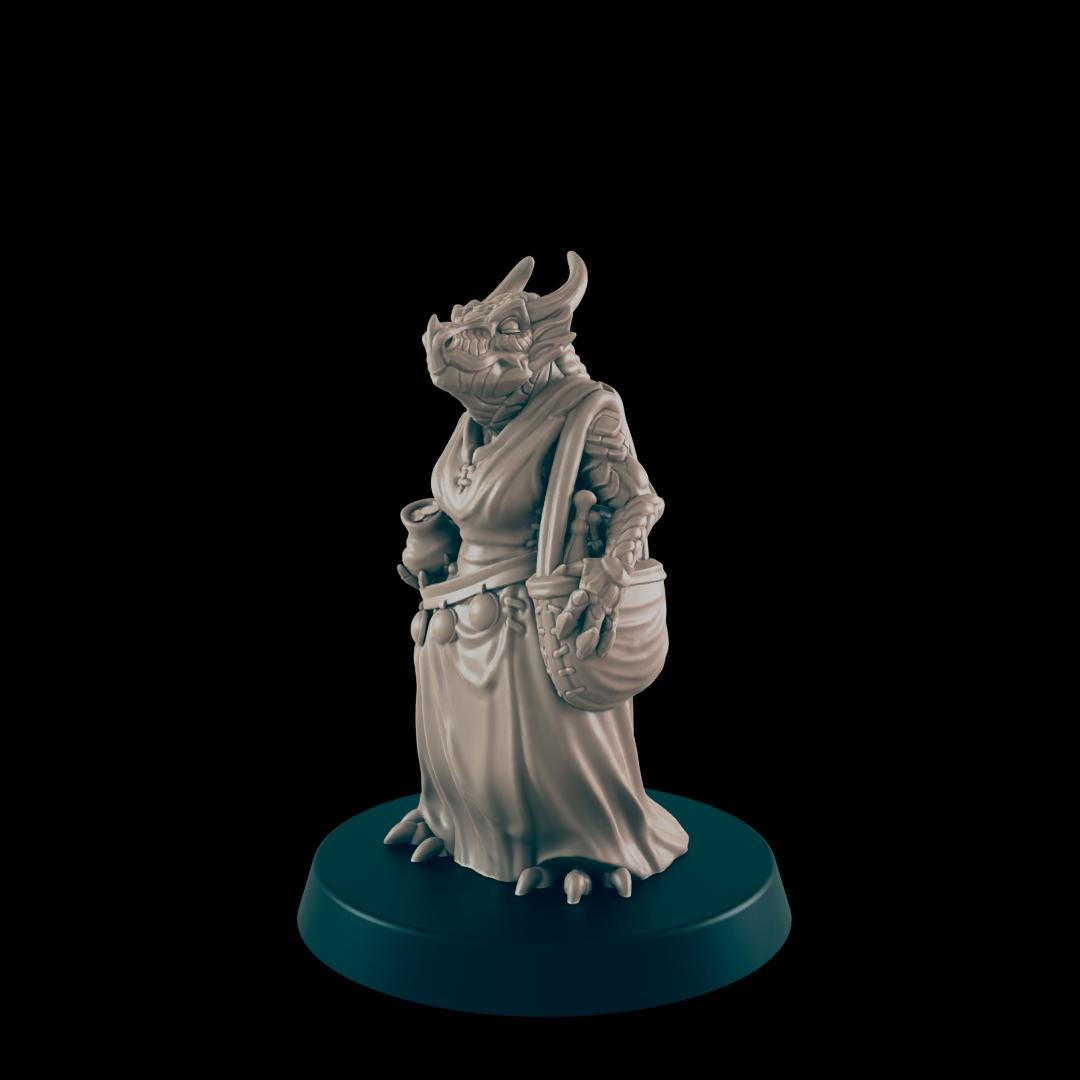 Dragonkin Commoners | 25mm - 100mm Scale | DnD | EC3D Fantasy Mini |  Everyday Folk