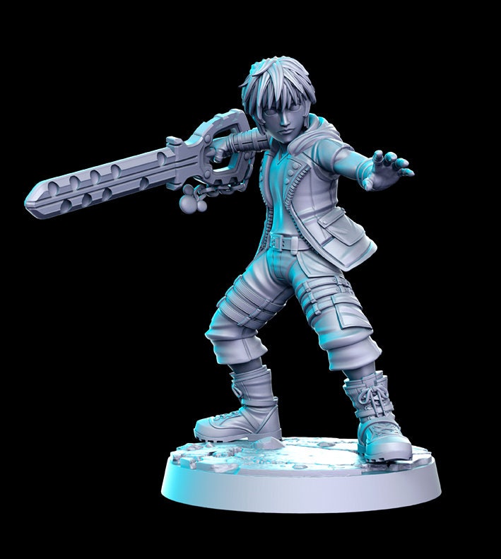 Keyblade Rik - 28mm 32mm Scale DnD Miniature | Dungeons and Dragons | RN Estudio