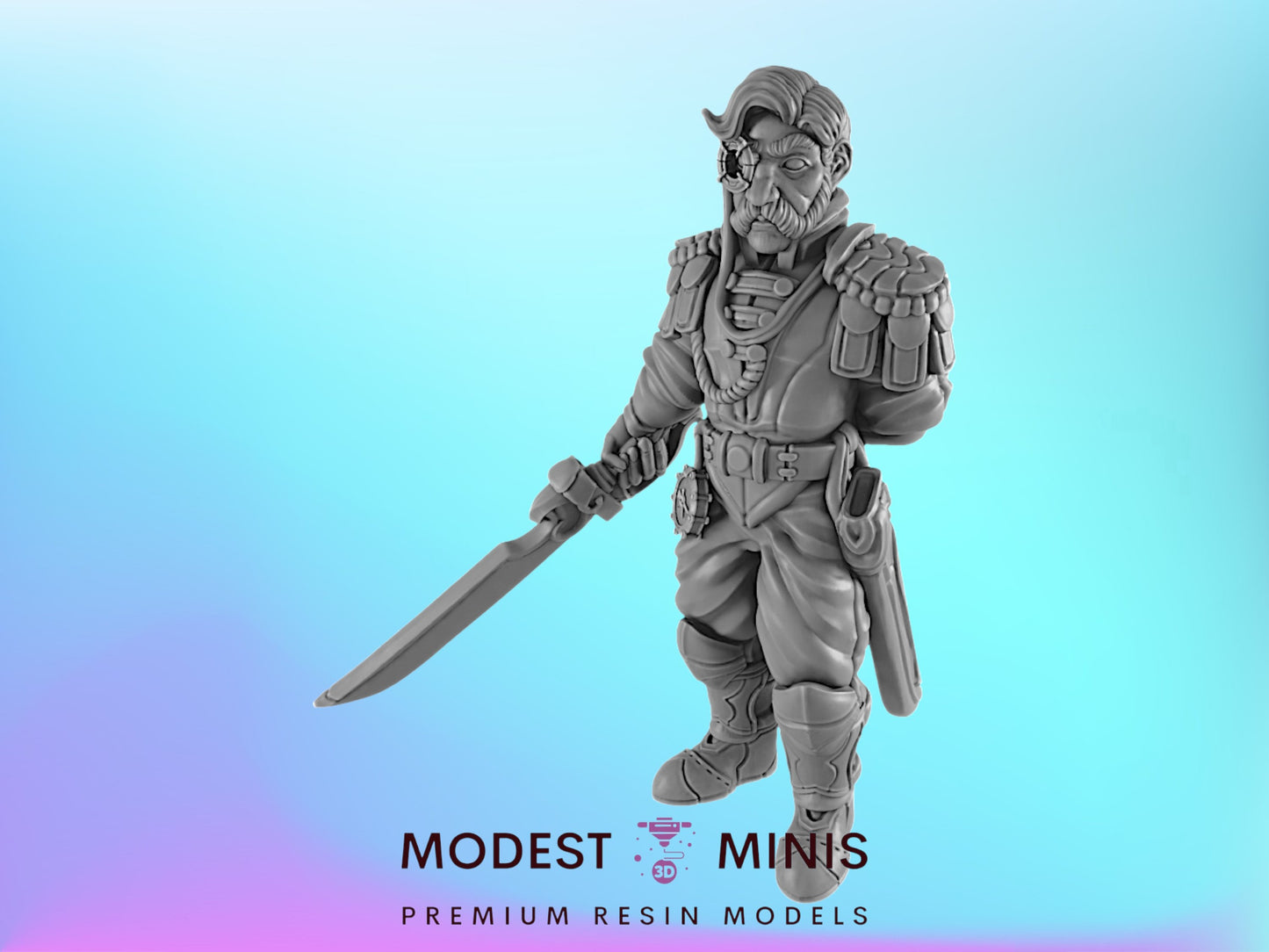 Admiral | 25mm to 100mm Steampunk Mini | DnD | EC3D