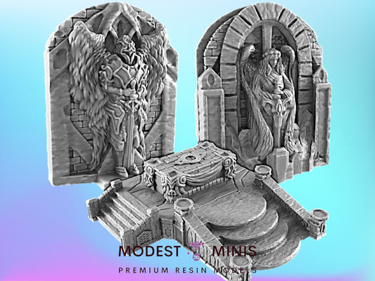Altar and Angel | 28mm - 40mm Scale | Holy Terrain | Scatter | EC3D